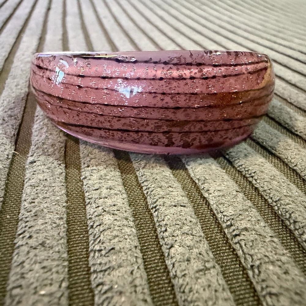 Art Glass Cuff‎ Bracelet Purple Gold Aventurine Black Striped Statement Jewelry